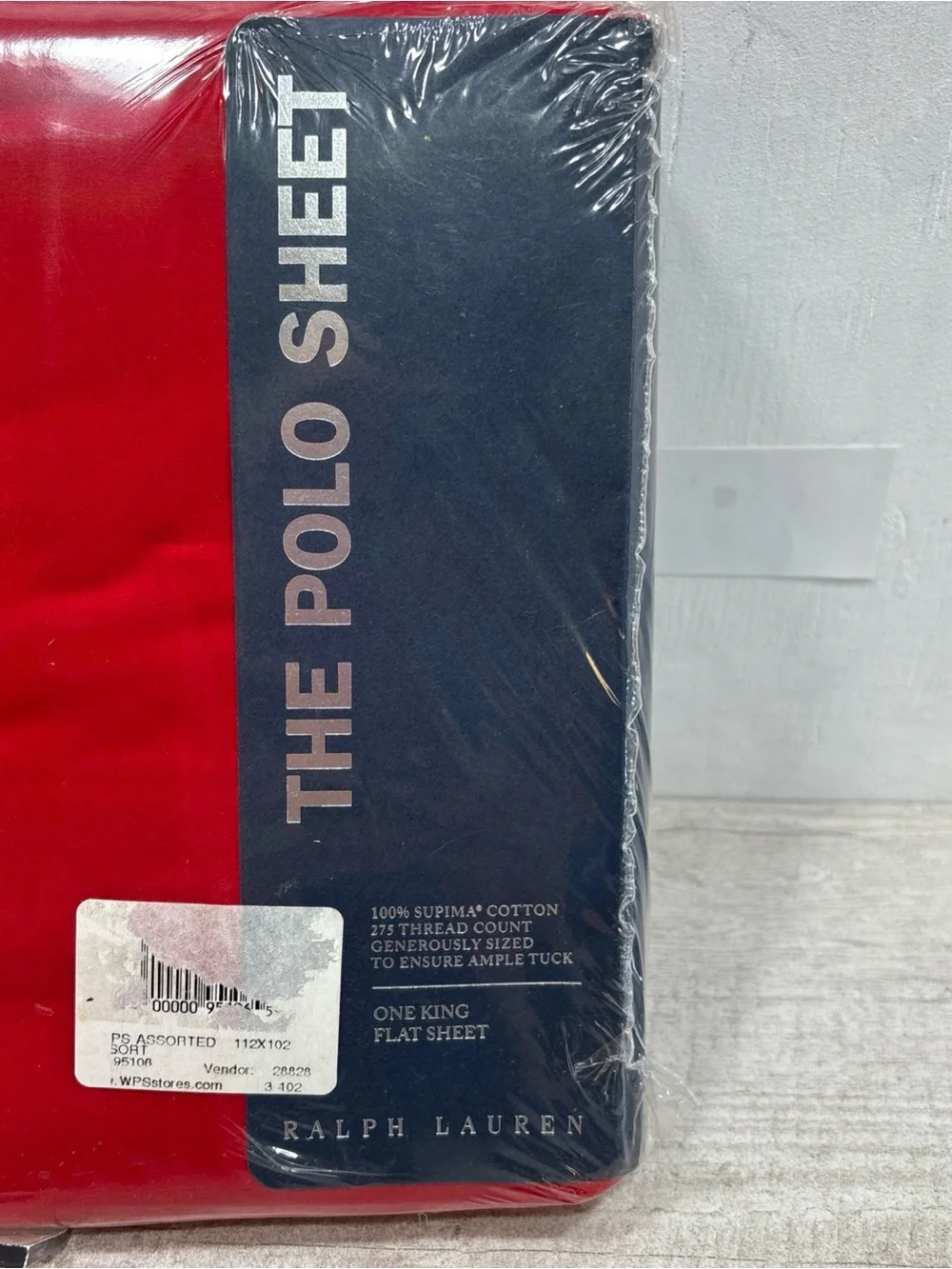 Vintage Ralph Lauren The Polo Sheet Regatta Red Supima Cotton King Flat Sheet